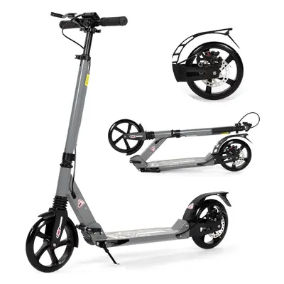 (Grey) Adult Kick Scooter with Carry Strap and Double Shock Absorption