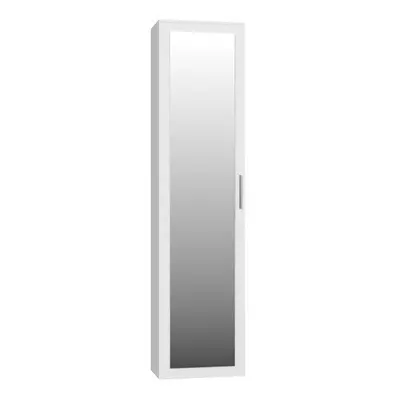 (White) ATARA - Hall cupboard with large mirror - 180x50x35 cm - shelves + hanging space - Hall 