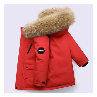 (Red, 5-6Years) Kids Boys Coat Hooded Parka Jacket Outwear UK