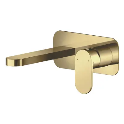 Current Round Wall Mounted Tap Hole Mixer Tap with Plate - Brushed Brass - Balterley