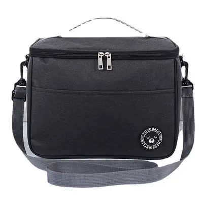 (Black, 29*20*22cm) Thermal Food Bag Cooler Bag Camping Insulated Lunch Bag With Shoulder Strap 