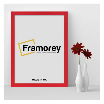 (100x70 CM) Red Picture Frame / Wall Art Frames / Flat Wooden Effect Poster Frame / Photo Print 