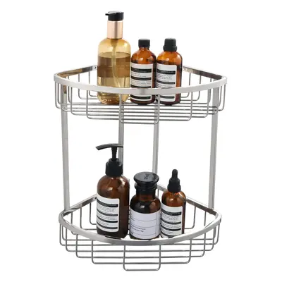 (Chromed) Corner Shower Caddy Basket, SUS304 Stainless Steel Corner Bathroom Shelf, 2-Tier Polis