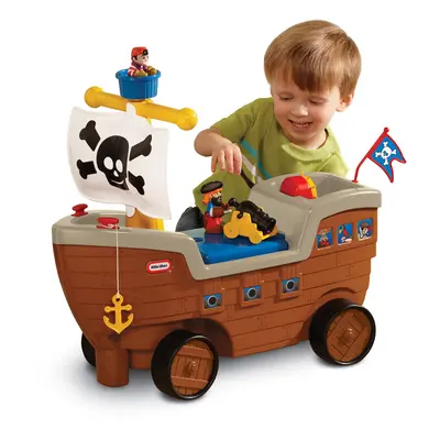 Little Tikes 2-in-1 Pirate Ship Ride-On Toy and Playset - Kids Ride-On Boat with Wheels, Under S