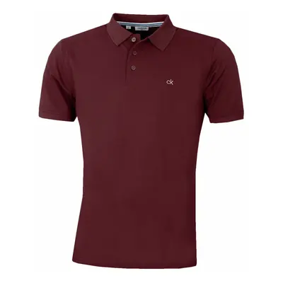 (XXXXXL, Burgundy) Calvin Klein Mens Campus Button Ribbed Collar Golf Polo Shirt