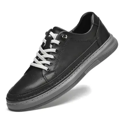 (black,gray, 39) Men&apos;s Casual Leather Shoes Flat Shoes