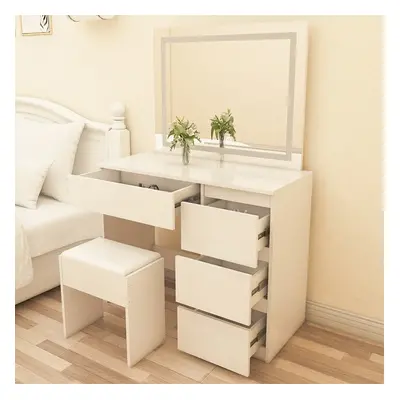 (Fantasy) White Vanity Dressing Table With LED Lights Mirror