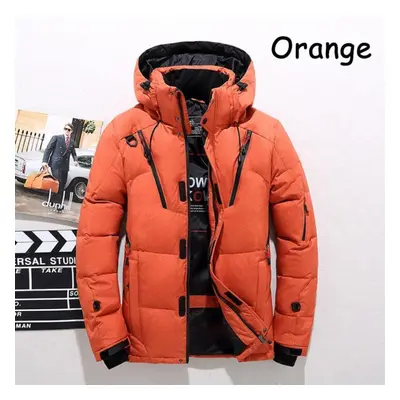 (orange, L) -30 Winter Men Duck Thick Down Jacket Men Snow Parkas Coat Male Warm Winter Down Jac