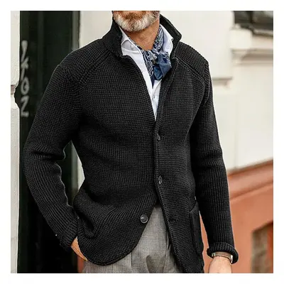 (black, XXL) Autumn And Winter Men&apos;s Fashion Loose Cardigan Warm Lapel Hooded Jacket Sweate