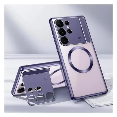 (purple, For Samsung S25 Ultra) Luxury Metal Magnetic Magsafe Case For Samsung Galaxy S25 S24 S2