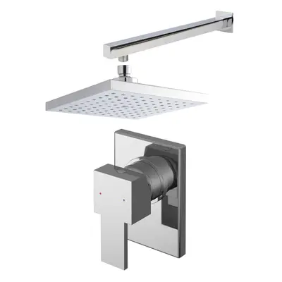 Ripple Concealed Square Manual Valve, Arm & Head Shower Bundle Set - Chrome - Balterley