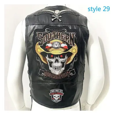 (as the picture, XXXXL) Vest Street Punk Vest Jacket Sleeveless Harley Motorcycle Badge Embroide