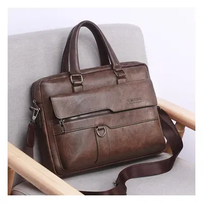 (dark brown) Weixier Business Shoulder Bag Men Messenger Bag Vintage Pu Leather Crossbody Bag Fo