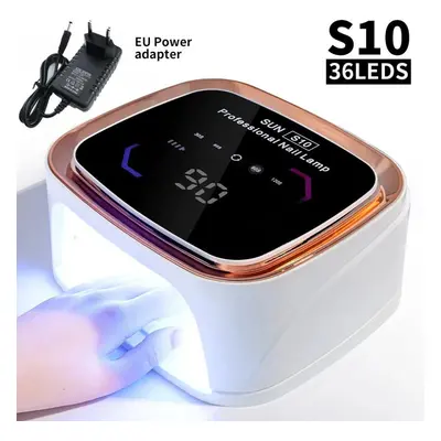 (white, EU) Professional Rechargeable Nail Uv Led Lamp Dryer Hd Display Smart Wireless Nail Dryi