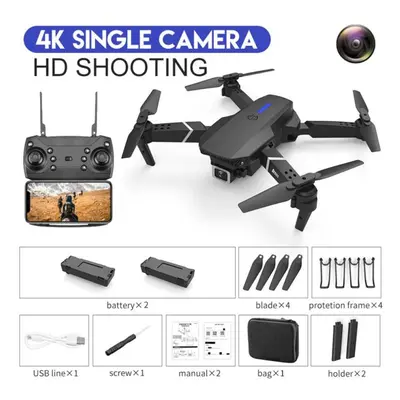 (black, single camera battery) E88 Pro Remote Control Drone 4k Hd Single/dual Camera Optical Flo