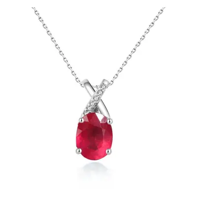 (red, S) Simple Exquisite Style Natural Filled Ruby Pendant Necklace S925 Silver Fine Jewelry Fo