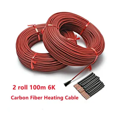 (200m) 6k Carbon Fiber Heating Cable 66ohm/m Silicone Rubber Warm Wire For Electric Blanket Incu