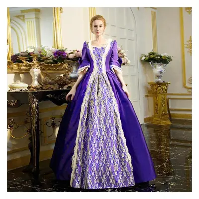 (purple, M) (su)womens Gothic Vintage Dress Steampunk Retro Court Princess Half Sleeve Dress