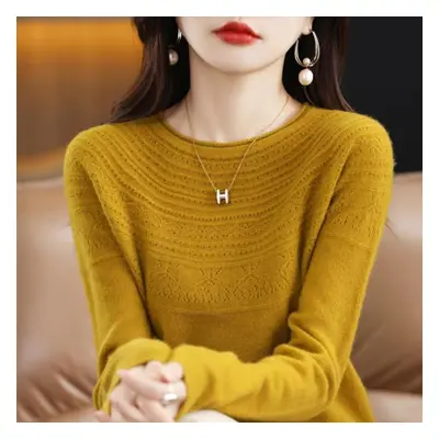 (tan, S) Grace Comfort Autumn Winter Female Mock-neck Cashmere 100% Merino Wool Twisted Sweater 