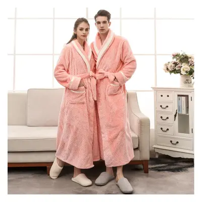 (pink, M) Winter Couple Lengthened Bathrobe Jacket