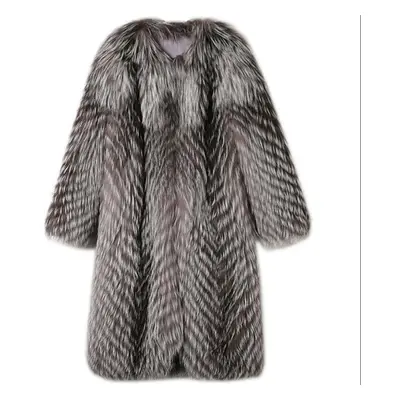 (grey, XXL) New Autumn And Winter Women&apos;s Fur Coats Imitation Fox Fur Long Coats Fashionabl