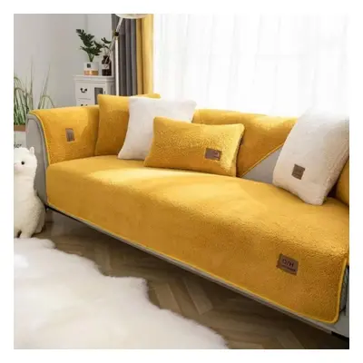 (yellow, 90x240cm 1pcs) Velvet Sofa Cover For 1, 2, 3, Seater Shape Sofa Throws Corner Sofa Cove