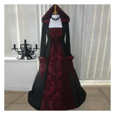 (red, S) (joy Choose)women Vintage Retro Gothic Long Sleeve Hooded Dress Long Gown Dresses