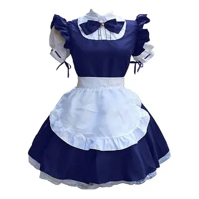 (blue, XXXXXL) Women French Maid Outfit Lolita Dress Cute Cosplay Anime Apron Cosplay Maid Dress