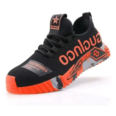 (orange, 47) Work Sneakers Steel Toe Shoes Men Safety Shoes Puncture-proof Work Shoes Boots Fash