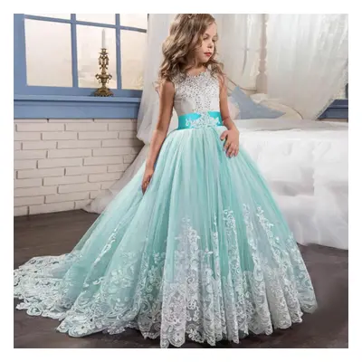 (green, 170) Toddler Kid Girl Lace Sleeveless Princess Gown Party Tulle Dress Cosplay Clothes