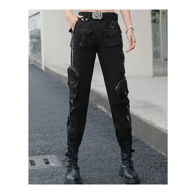 (black, 34) Outdoor Sports Work Pants Women Multi-pocket Casual Fashion Military Pants Loose Str