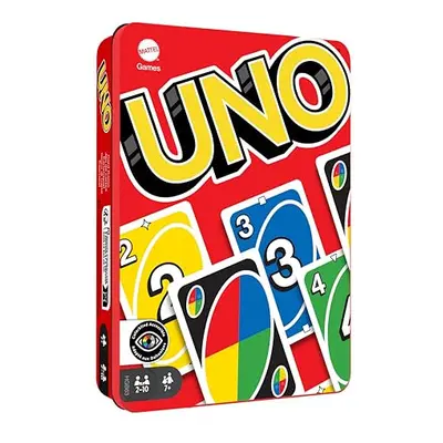 UNO Card Game with Collectible Storage Tin, Card Games for Kids, Adults, Families, Travel Game, 