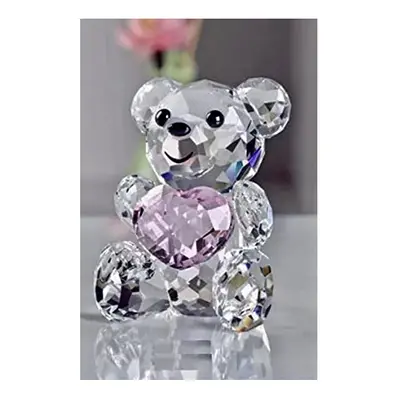 Christmas Swarovski Style Teddy Bear Ornament Glass Ball Sparkling Crystal Gift for Women and Gi