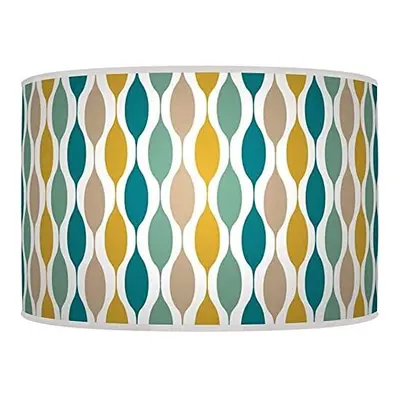 (Teal Blue Mustard Grey Pebble Lampshade - Printed Fabric - Home Bedside - Decorative Lamp - Per