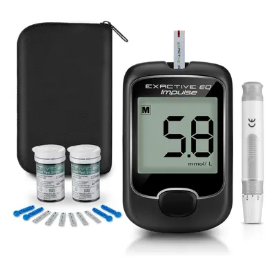 (Host mmol/L+50X test paper+50X needles) EXACTIVE EQ IMPULSE Blood Glucose Monitor Kit + Test St