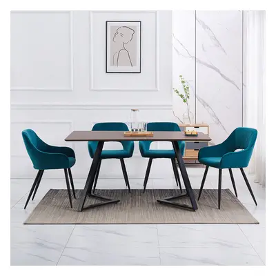 (Dark Teal, Dining Chairs) 1/2X Dining Chairs Velvet Upholstered Seat Kitchen