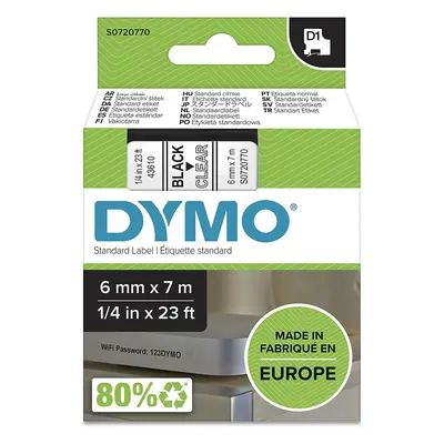 DYMO D1 Labels, Black Print on Clear, mm x m, Self-Adhesive, for LabelManager Label Printers, Au