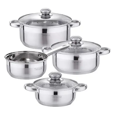 Velaze Stainless Steel Cookware Pot & Pan Sets, Series Dylan, 7-Piece Saucepan Set Induction Sui