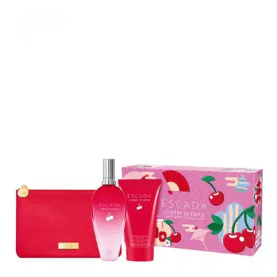 Escada Cherry In Japan Pcs Set: 3.3 Eau De Toilette Spray + Oz Body Cream + Clutch Bag