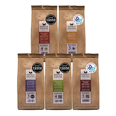 Organic Ground Coffee - Single Origin, Award-Winning Medium & Dark Roast Gift Set by Source Clim