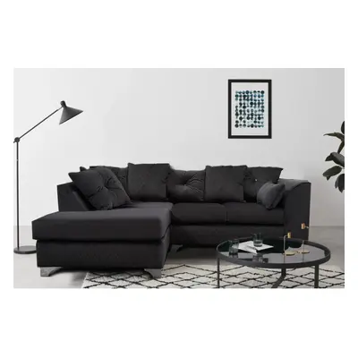 (Black, Left Hand Facing) Victoria Plush Velvet Seater Corner Sofa