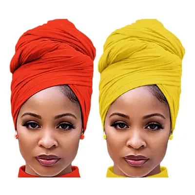 Harewom 2PCS Head Wraps for Black Women Stretchy Head Scarf African Ha