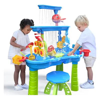 Toddler Water Table | Kids Sand Water Table | 3-Tier Outdoor Water Play Table Toys for Toddlers 