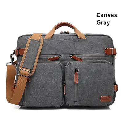 (Canvas Gray, inch) Handbag Business Briefcase Rucksack Convertible Backpack Laptop Bag 15.6 17.