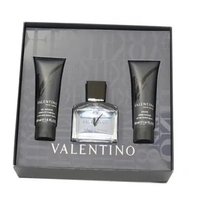 V Valentino Pcs Set For Men: 1.6 Edt Sp + 1.6 Oz Body Wash + 1.6 After Shave Balm