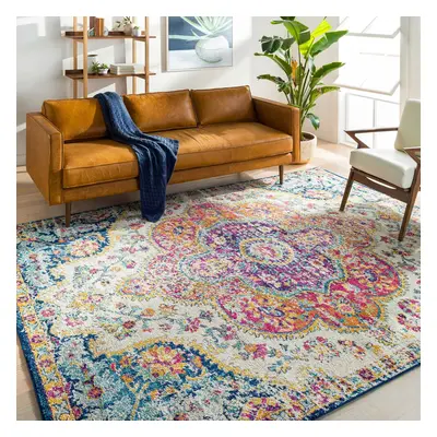 (120 x cm (Rectangular), Orange, Fuchsia & Blue) Living room area rug 160x228 cm, dining room fl