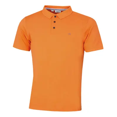 (3XL, Orange) Calvin Klein Mens Campus Button Ribbed Collar Golf Polo Shirt