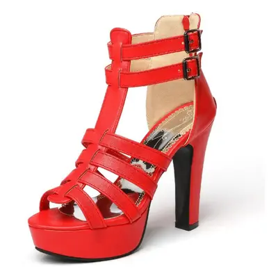 (red, 43) Women High Heels Pumps Summer Shoes Sandals Platform Peep Toe Party Dance Shoes Plus S