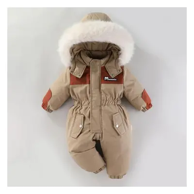 (coffee, 100cm) -30 Degree Winter Baby Ski Suit Jumpsuit Outwear Suits For Infants Baby Ski Suit