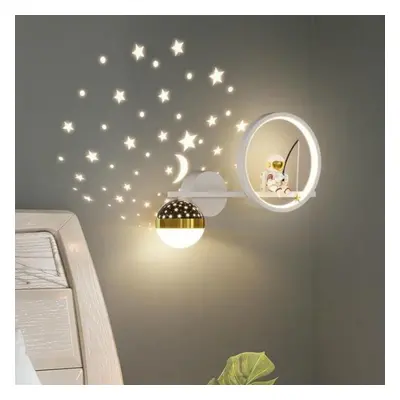 (white) Children&apos;s Room Wall Lamp Creative Astronaut Cartoon Astronaut Starry Sky Bedroom B